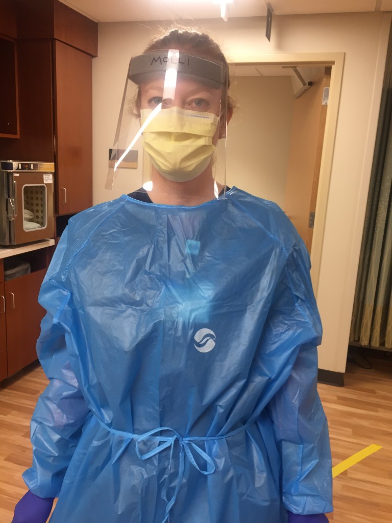 Molli dressed in PPE going back to work as a nurse