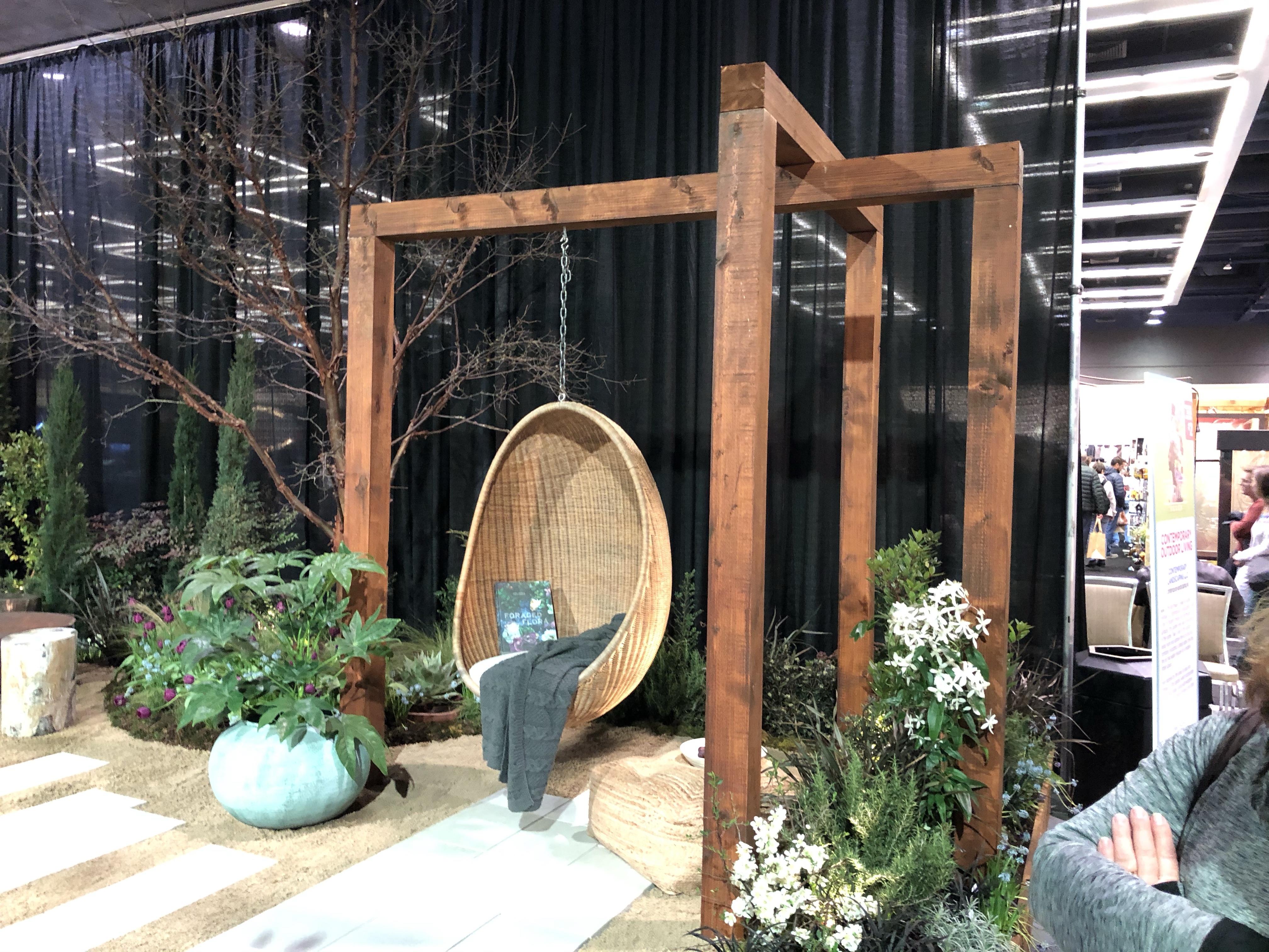 Hanging garden swing in a display garden