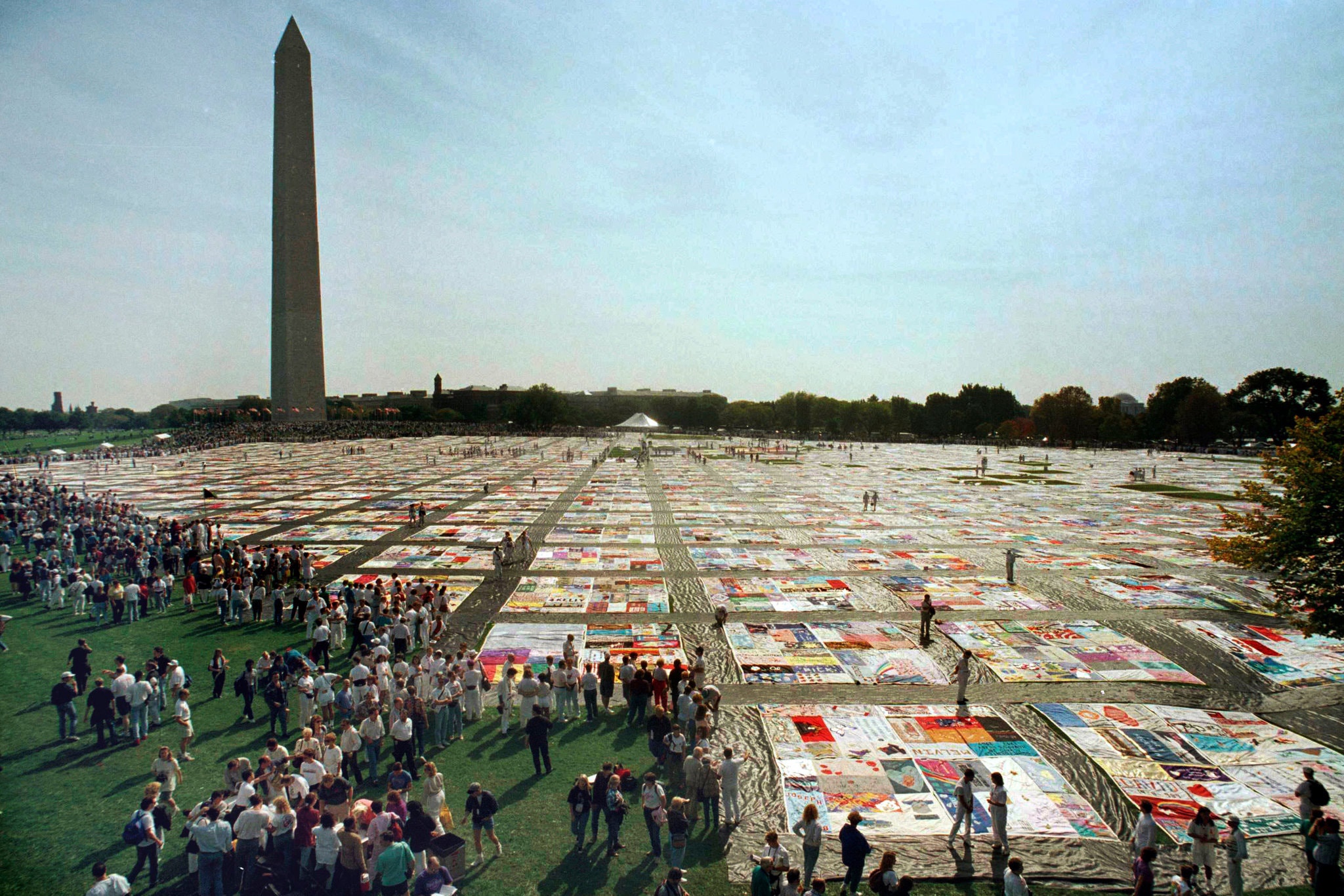 AIDS Quilt on display on the Mall in DC